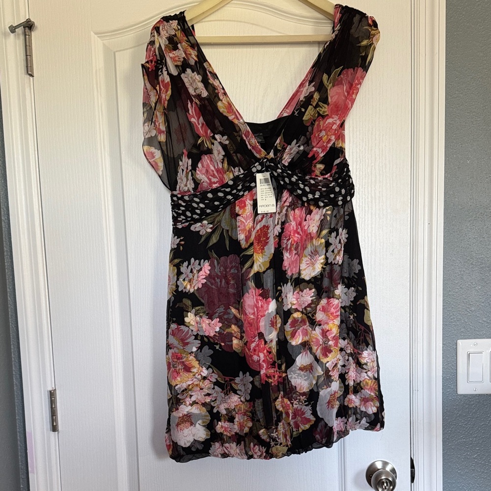 Arden B Black and Pink Floral Mini Dress